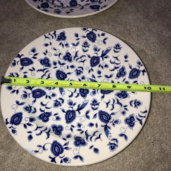 Pier 1 Imports Eliza Earthware Dinner Plate Set (2) blue white - Picture 6 of 12